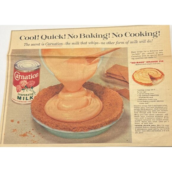 Carnation Evaporated Milk Vintage Print Ad 1950s Recipe No-Bake Orange Pie - Picture 6 of 6
